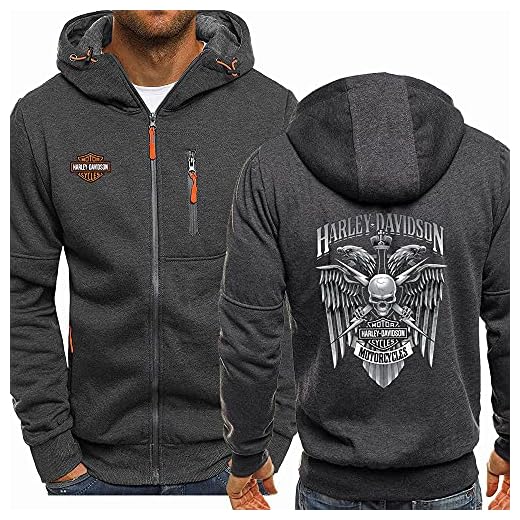 Luvtröja herr Tröja Harley Davidson Sammet vaddering Tillfällig Ungdomlig Unisex Plysch kofta jacka passande för vår, höst, vinter