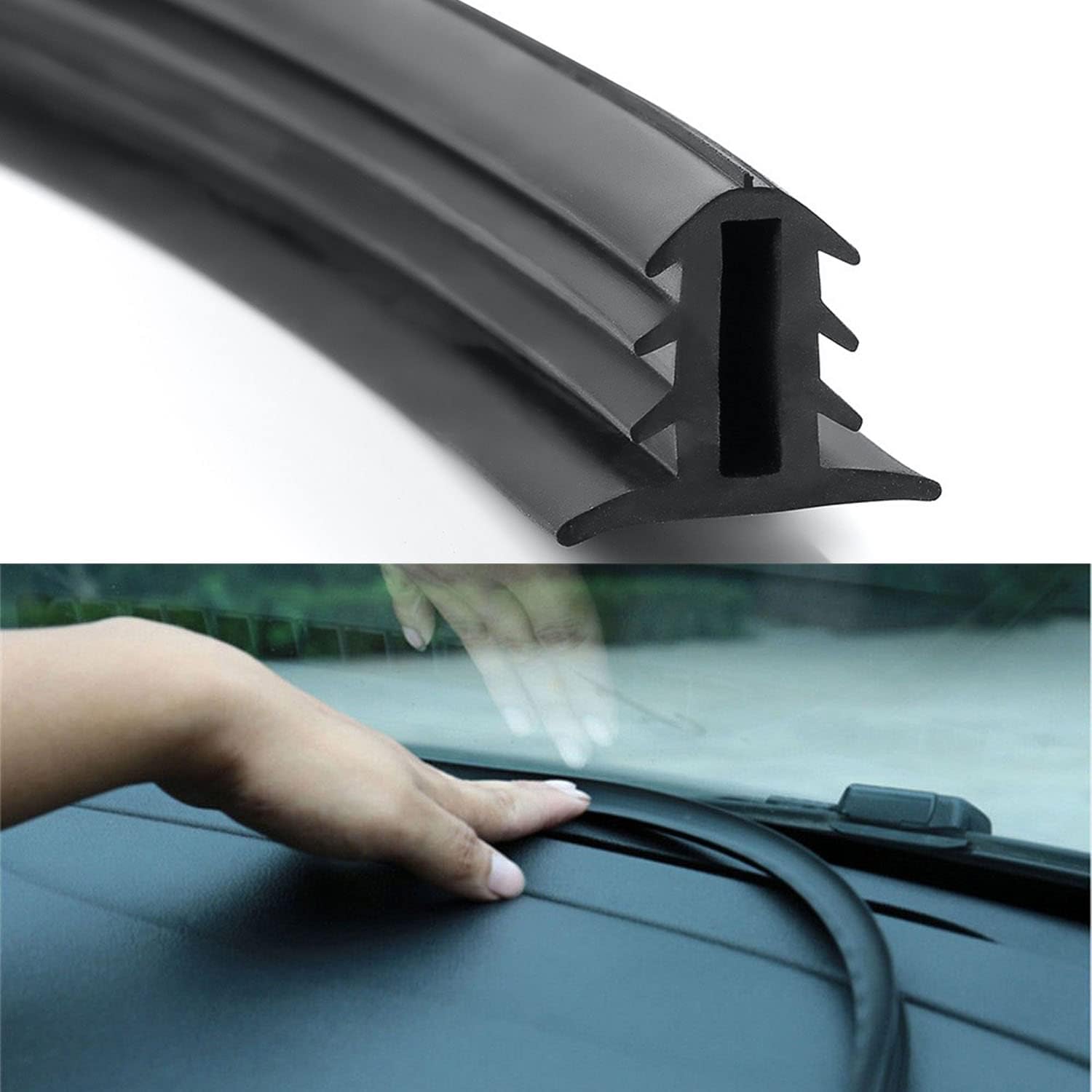 1 Pack Car Door Rubber Seal Strip, 5.24Ft Center Console Edge Protector Acoustic Strip, Dustproof Trim for DIY Instrument Panel, for Cars, Boats, RVs, Trucks, Home Applications (Black)