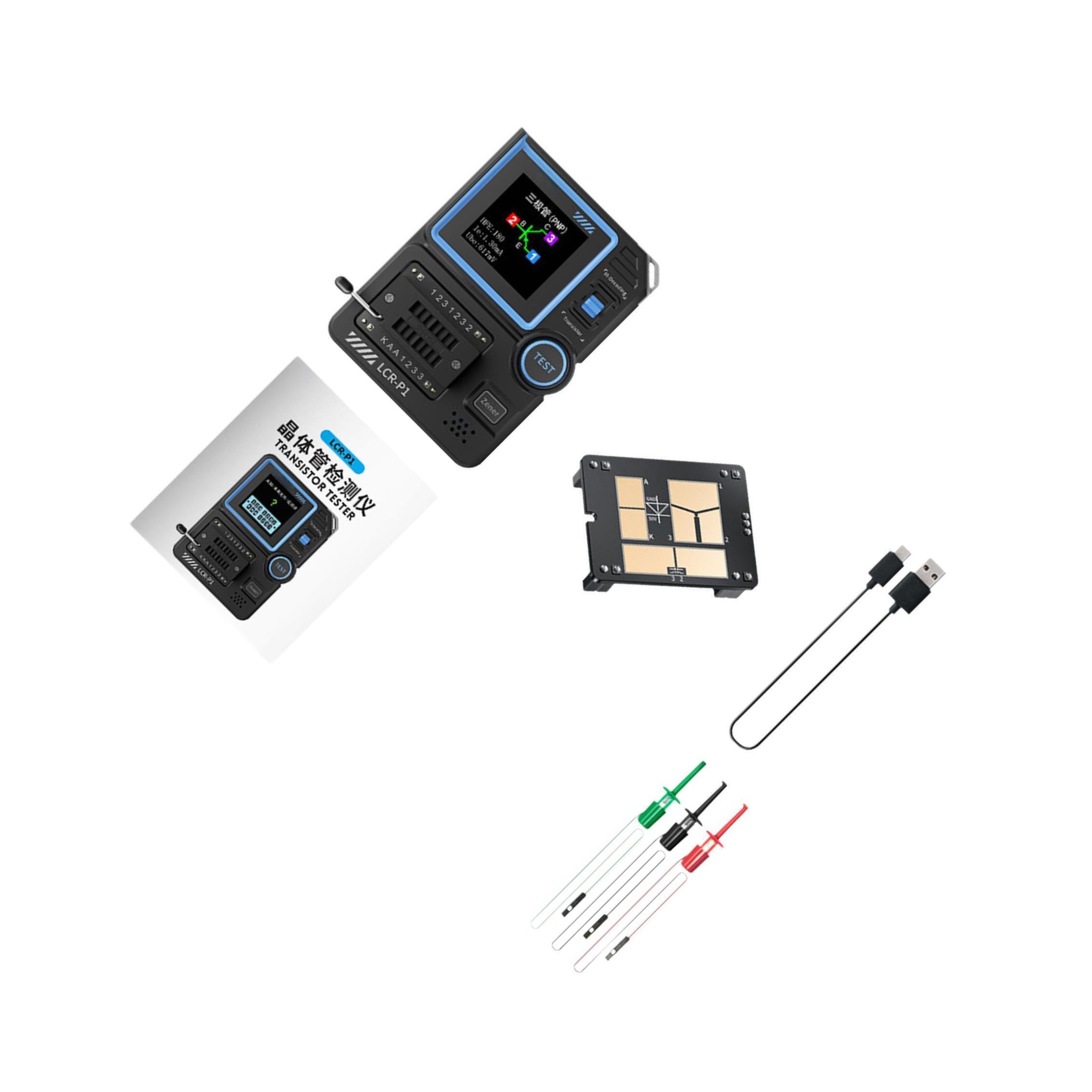 Kit tester per transistor portatile con display a colori che misura vari componenti in modo efficiente sia per hobbisti che per professionisti Kit tester per transistor Componente elettronico