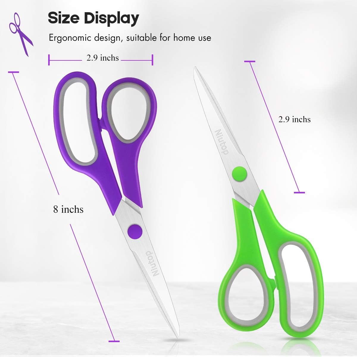 Niutop - Tijeras multiusos de 8 pulgadas, paquete de 100 tijeras de tela afiladas para oficina, hogar, escuela alta/secundaria, estudiantes, profesores, suministros de arte, mango suave y cómodo de