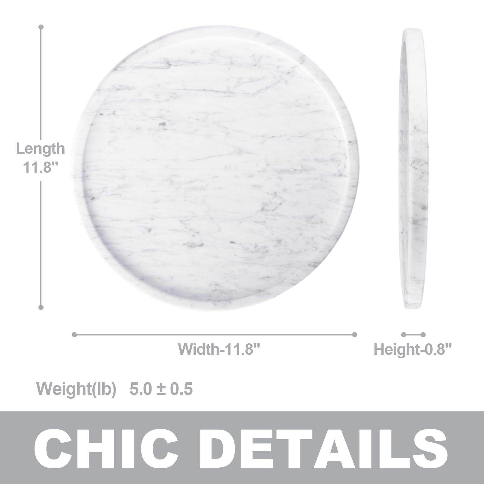 Koville Italian Natural Marble Tray for Bathroom Countertop, 11.8