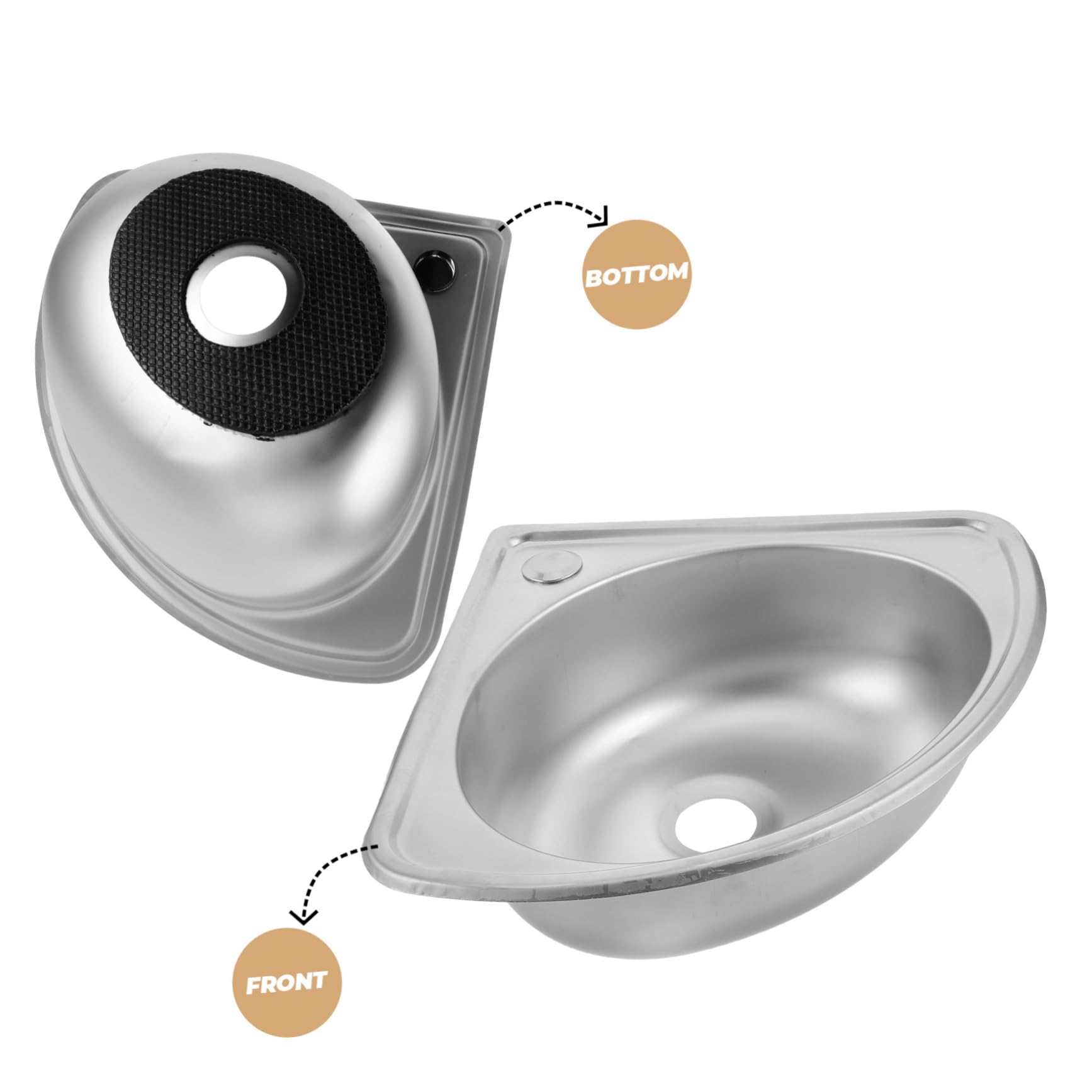 GANAZONO Fregadero Camper de Acero Inoxidable Pequeño, Diseño Multifuncional Seno, Adecuado para Motorhomes y Cocinas Pequeñas, Material Resistente y Compacto Estilo Aleatorio