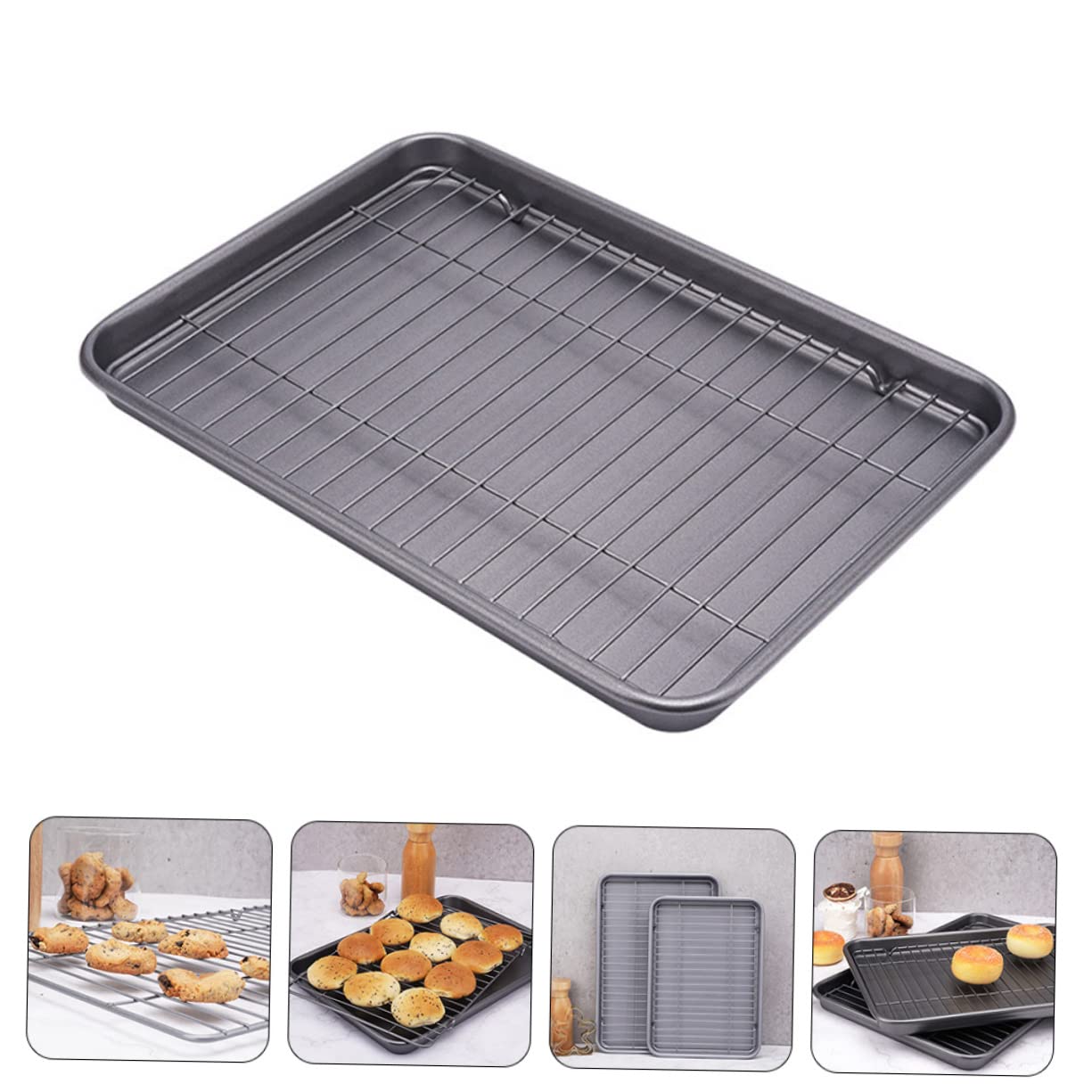 ibasenice 1set Rectangular Baking Pan with Rack Heavy-duty Cooking Tray for Cookies Cakes and Roasting Vegetables for Home and Restaurant Use Stargazing