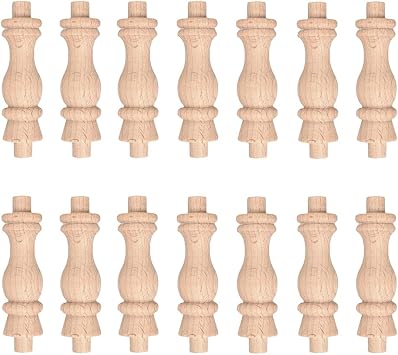 20Pack Wooden Baluster Spindles 2.4 inch Unfinished Decorative Wood Craft Spindles for DIY Craft Furniture Woodworking Decoration Home Decor 2.4inch