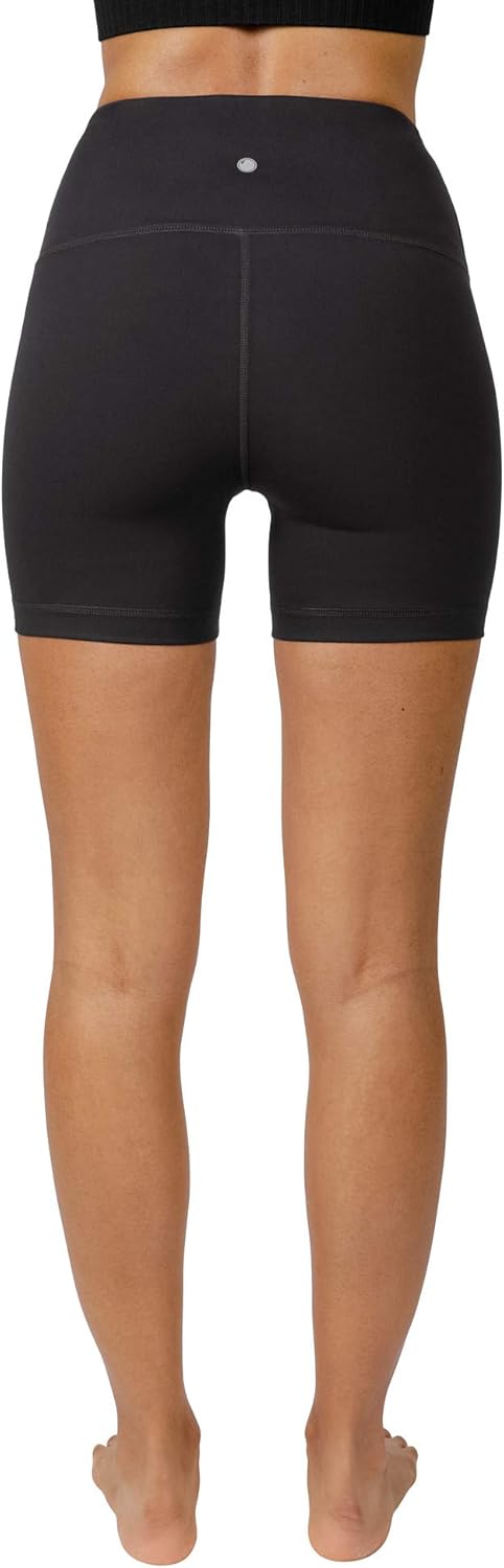 Yogalicious Womens 5”, 7” High Waisted Biker Shorts Squat Proof Workout Yoga Short 2 Pack - Black/Black 5" - Large