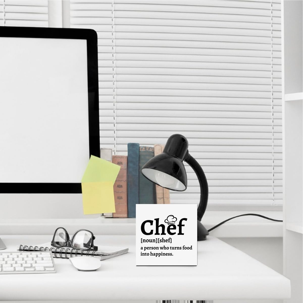 Chef Gift for Men Women Chef Definition Quotes Wooden Box Sign Desk Decorative Wooden Sign Home Kitchen Decor for Desk Table Shelf 5 x 5 Inches