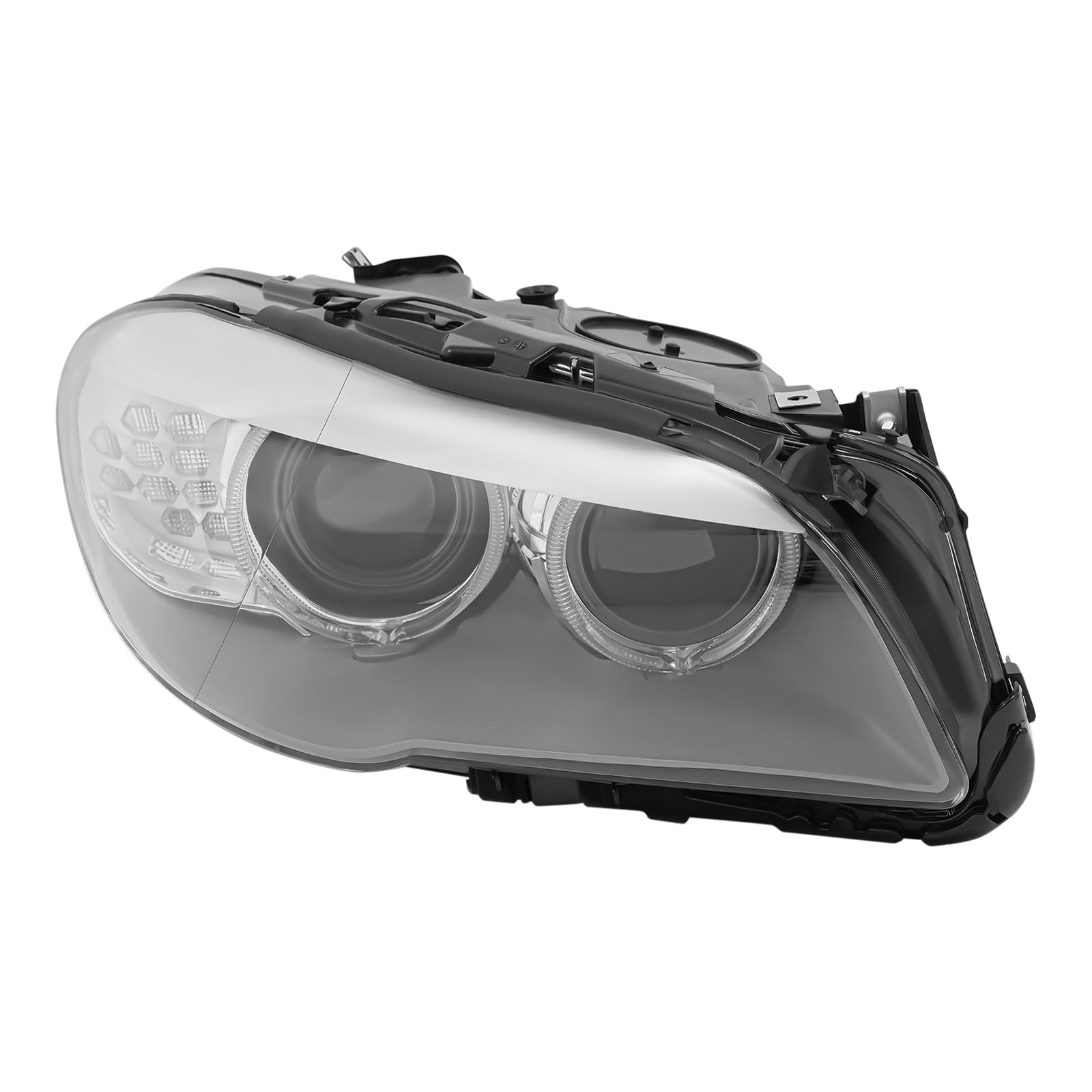 Faros delanteros de xenón derecho para BMW Serie 5 F10 F11 2009-2013, con LED DRL, sin AFS, OE 63117271912, repuesto directo, negro cromo transparente, 12 V HID principal