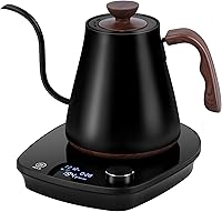 YDDZZM Gooseneck Electric Kettle 1000W 0.9L - Precise 1°F Temp Control for Pour Over Coffee & Tea, Stainless Steel, Black
