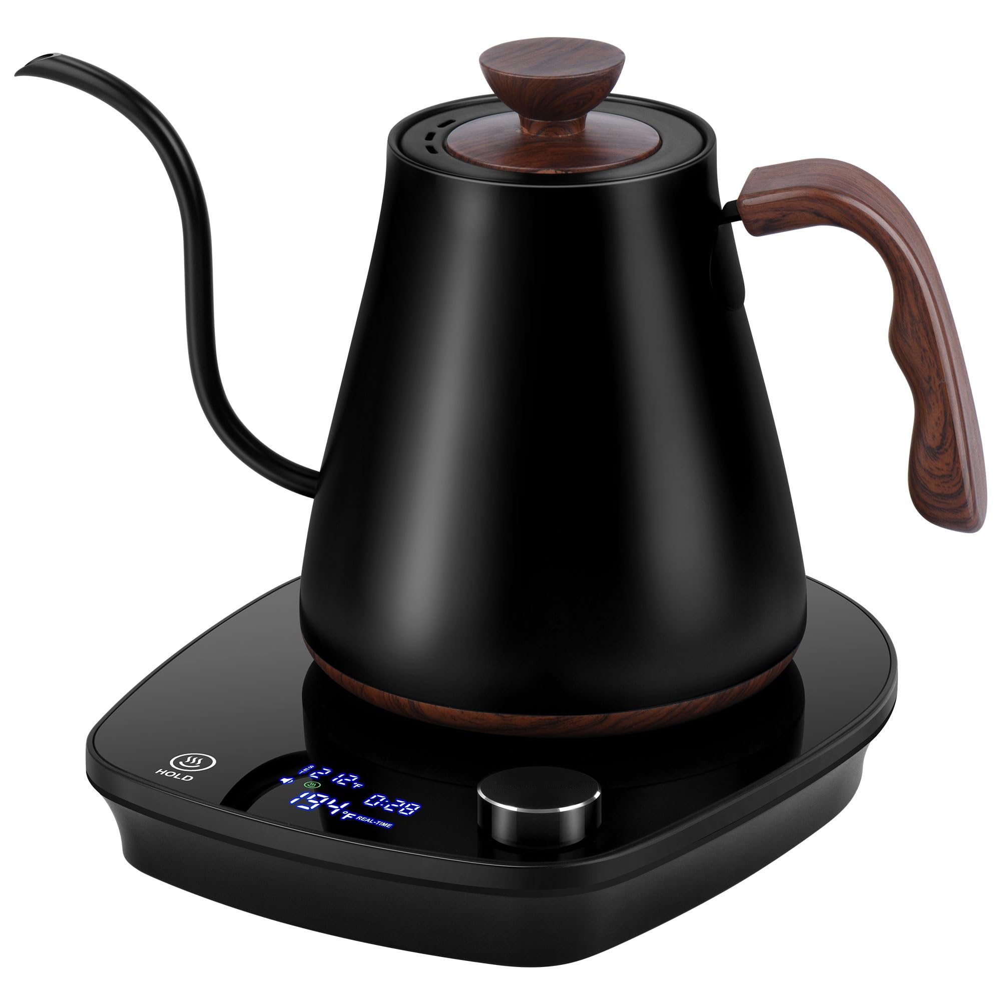 YDDZZM Gooseneck Electric Kettle, Intelligent Temperature Control, Stainless Steel Inner, Quick Heating, for Pour Over Coffee, Brew Tea, Boil Hot Water, 1000W 0.9L Black