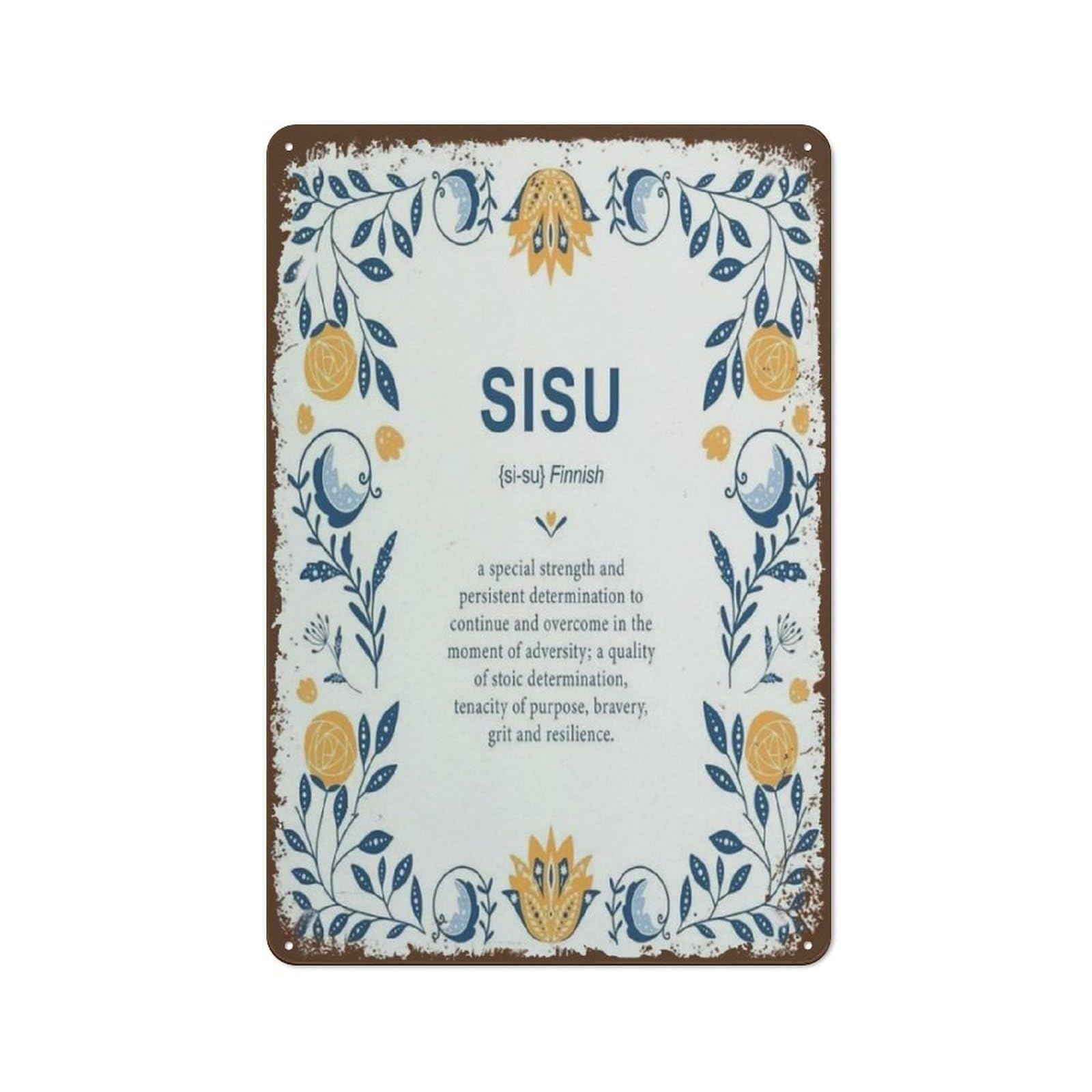 PKNVKZIDK Finnish Definition Metal Sign Sisu Meaning Guts Resilience Vintage Tin Sign Wall Decor For Home Bar 8 X 12 inch