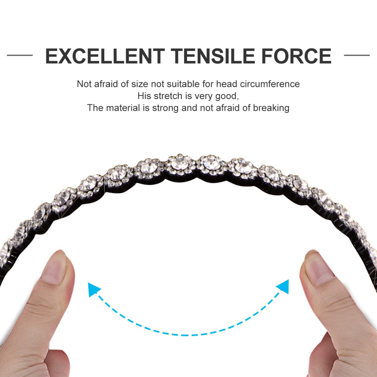Cheveux Dames Vague Bling Coiffure Strass Dame avec Peigne de Plage Bandeau Femmes Anti-dérapant Dents Douces Fleur Bandeau cerceaux Accessoire Anti-dérapant Couvre-Chef et avec
