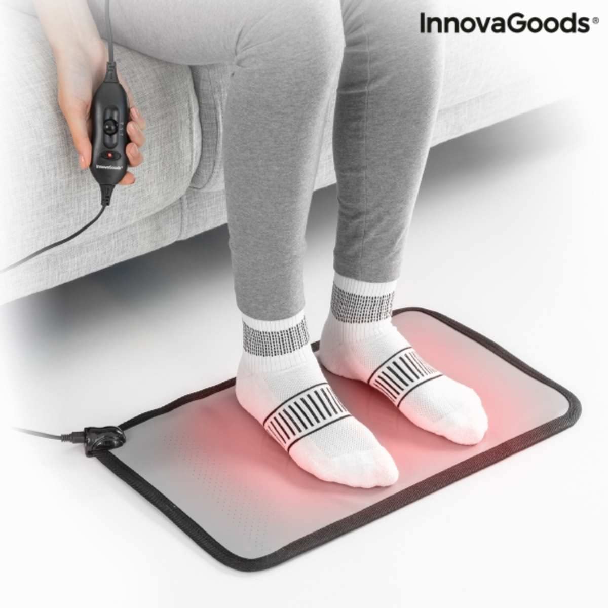InnovaGoods® Tapis chauffant électrique Hemat, réchauffe confortablement et de manière relaxante les pieds et les jambes, design compact et léger, idéal pour la maison et le travail.