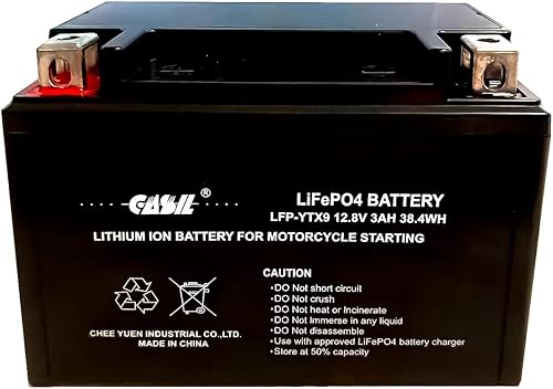 Casil Batería de motocicleta YTX9, YTX9-BS, repuesto de batería de litio YTX9-BS para Honda 650 XR650L 2018, 2000 ciclos, 4 celdas 32700, BMS