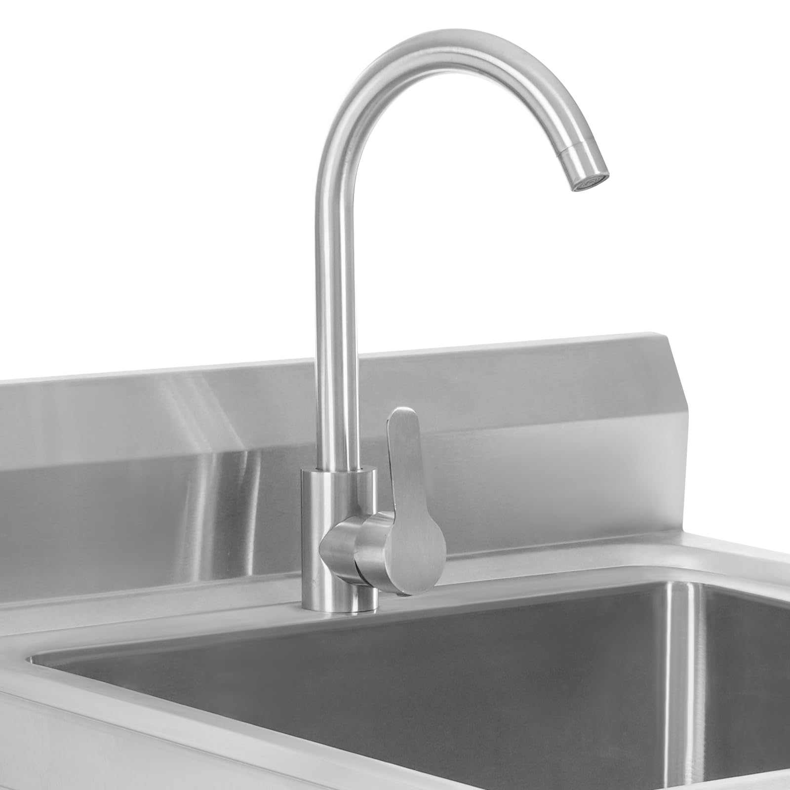 Évier de cuisine en acier inoxydable - 1 bac - Multifonction - Avec robinet chaud et froid - Lavabo autoportant pour garage, atelier, buanderie, camping - 93 x 60 x 60 cm