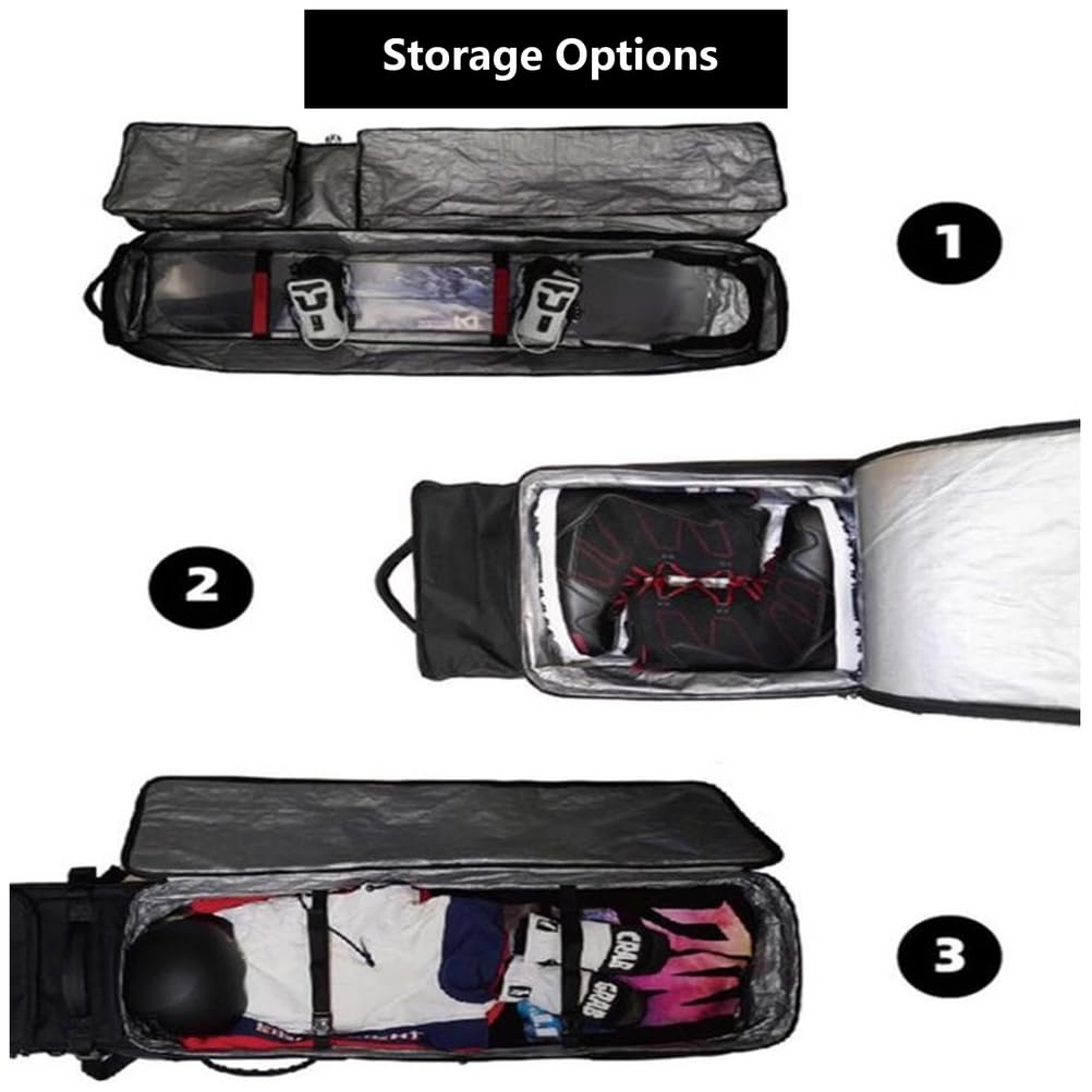 Housse de Skis imperméable à roulettes, Double Housse de Snowboard à roulettes pour Les Voyages en Avion, Extensible de 165 à 177 cm, Convient à Un ou Deux Skis.