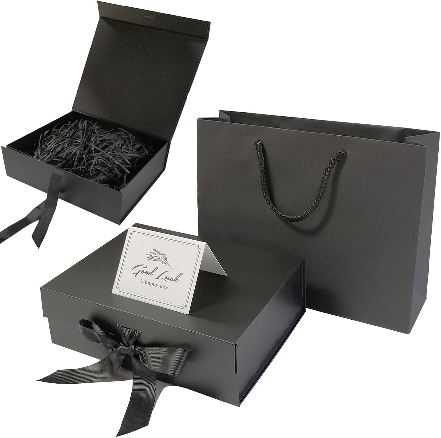 Ousaliyea Black Gift Box with Lids, Gift Wrap Box 9x6.7x2.75