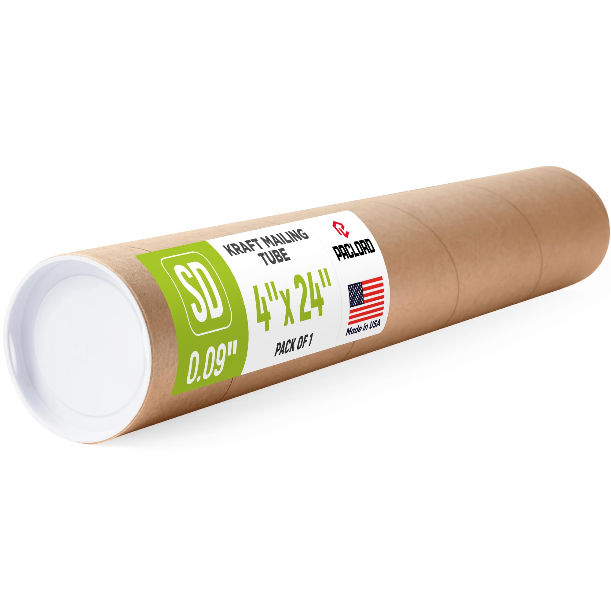 Paclord 4" x 24" Reinforced Kraft Paper Mailing Tube (Pack of 1) with 2 Caps โ image 1