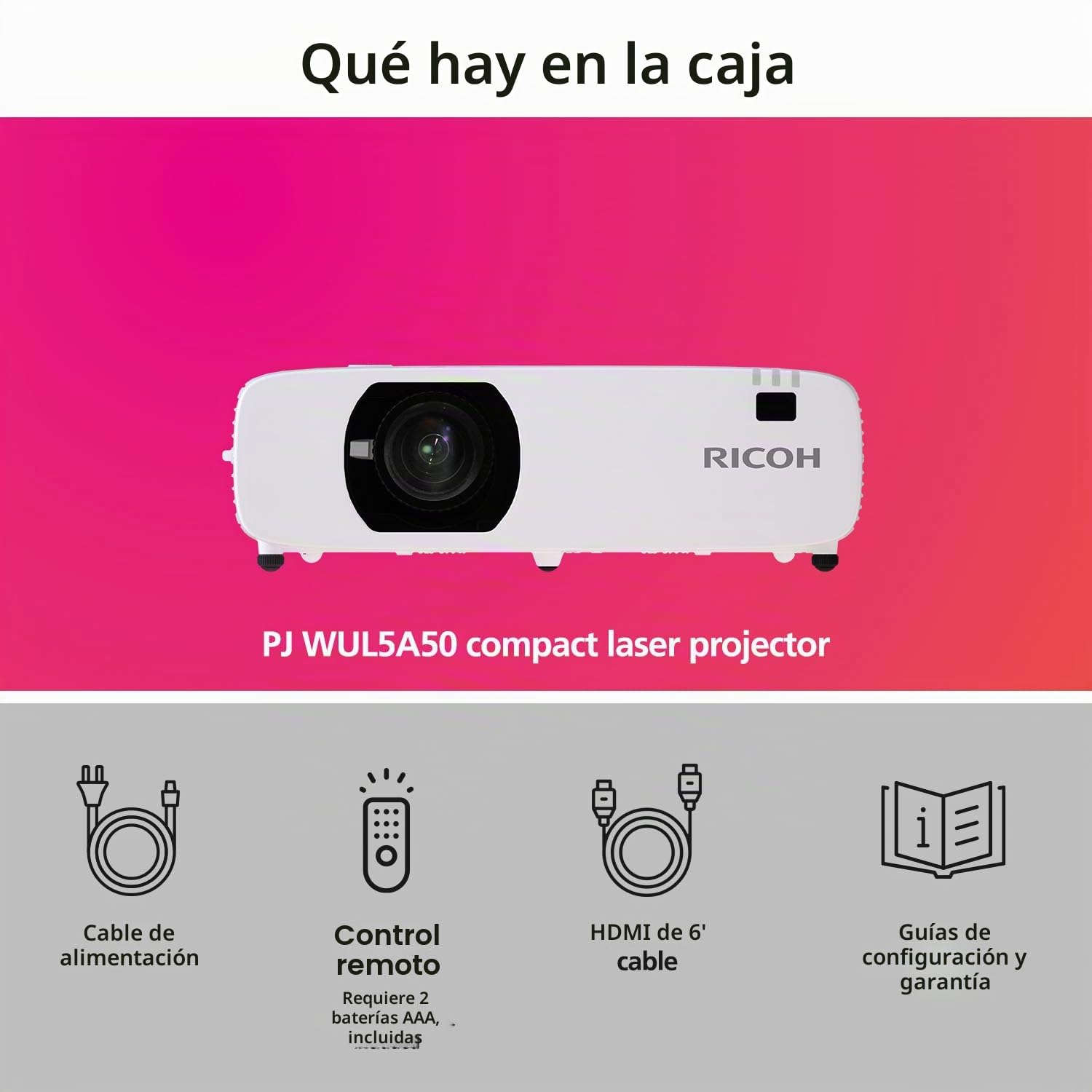 Amazon.com: RICOH PJ WUL5A50 Proyector láser compacto 3LCD | 5200