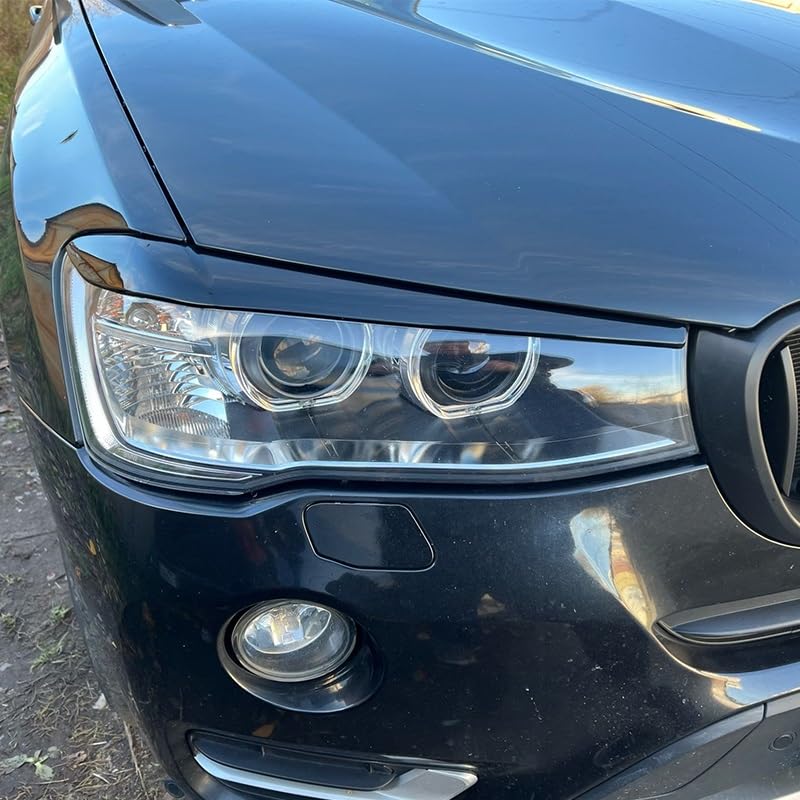 Avant Phare Sourcil Pour BMW Pour X3 F25 Pour X4 F26 18i 18d 20i 20d 25i 30i 30d Tuning 2014-2018 2 Pièces ABS Brillant Phare Paupières Sourcils Corps Kit Autocollant