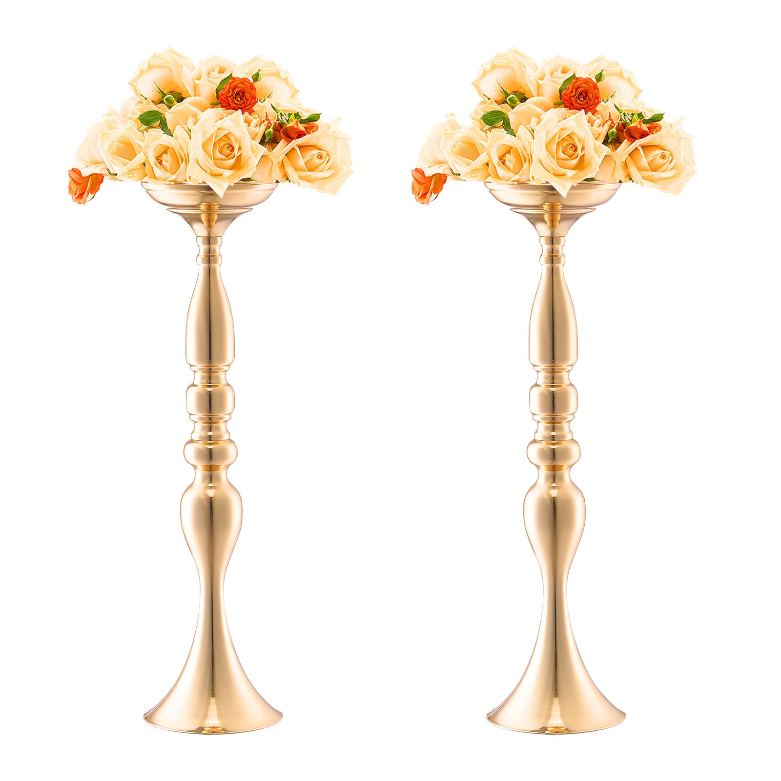 VEVOR Vase de Mariage, Lot de 24, Supports de Fleurs de Mariage de 50 cm de Haut, Vase Or en métal pour Centre de Table pour Tables, dîner de Mariage, cérémonie d'anniversaire, décoration d'événement