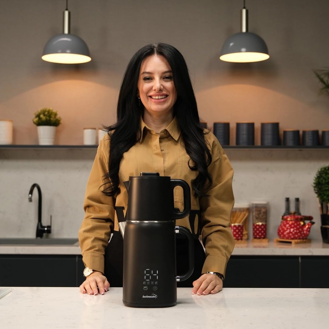 Dem Keyfi Pro Teemaschine, Digital, 1.5L + 1.1L, 1800W, Edelstahl, mit Temperaturregelung & Warmhaltefunktion