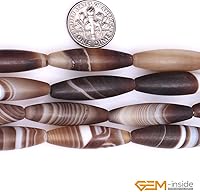 Vista 22 de GEM-Inside - Cuentas ovaladas de ágata de ónix de Botsuana marrón natural, de 0.315 x 0.472 in, para hacer joyas, suministros de manualidades hechos