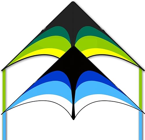 Mint's Colorful Life Cometa negra y verde y cometa negra y azul para niños y adultos, paquete de 2