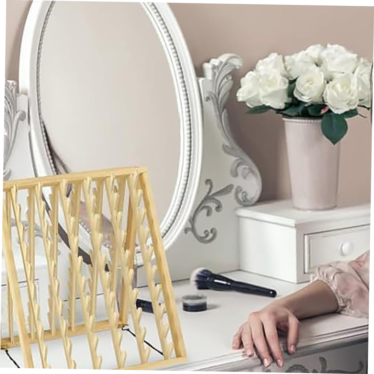 Wood Hair Extension Holder Multi-Purpose Wall-Mounted Braiding Rack for Hair Salon Sturdy Thread Organizer Natural Finish for Stylists and Home Use