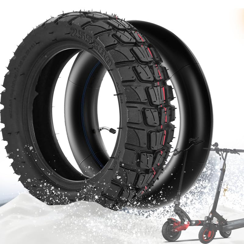 GYL 10x3 255x80 80/65-6 Off-road Rubber Outer Tire & Inner Tube Set Replacement for Nanrobot D4+ D5+ D6+/ Apollo Pro/Varla Eagle 1/Kugoo M4 Pro Electric Scooter, Anti-explosion 10 inch Tyre