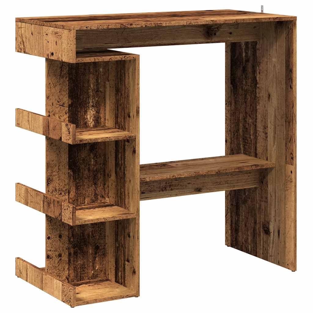 vidaXL Table de Bar étagère de Rangement Vieux Bois 100 x 48 x 101,5cm