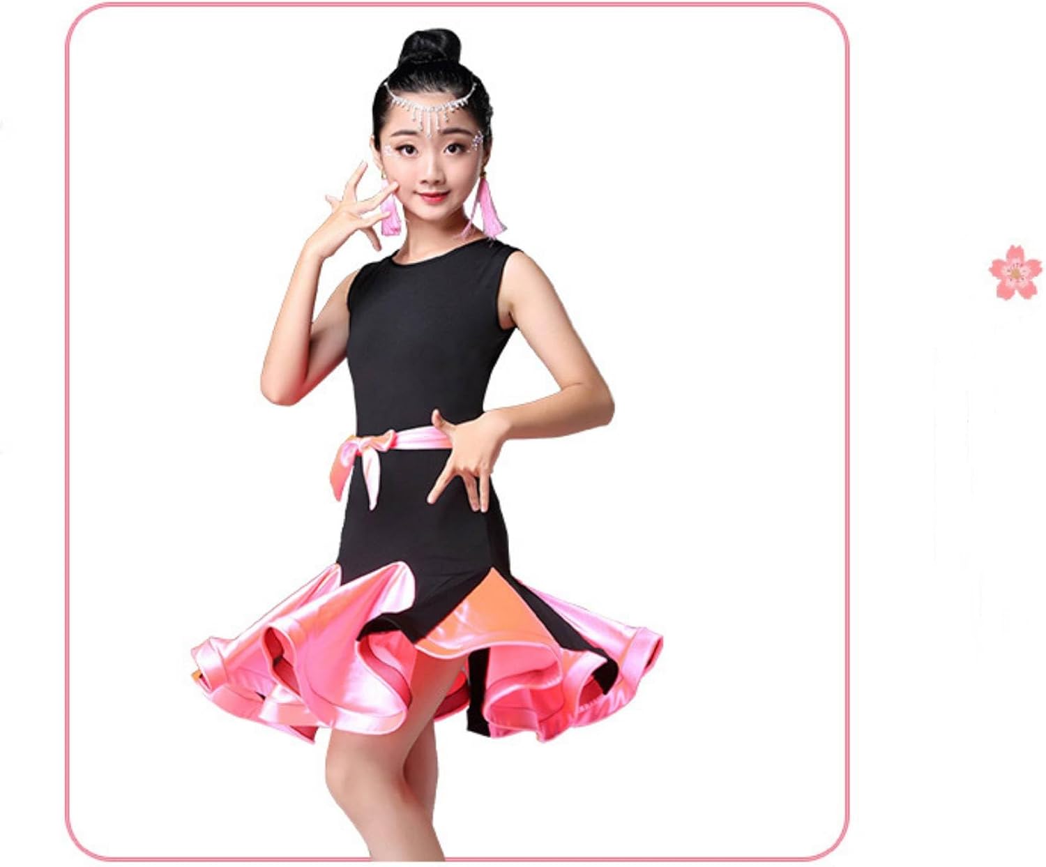 Girls Latin Dancewear Skirt Kids Ballroom Dance Outfit for Rumba Cha-Cha Tango Performance