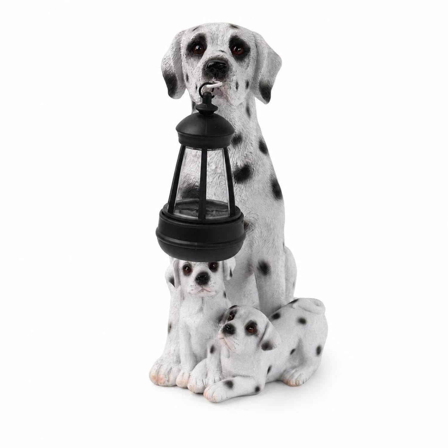 Freestanding Dog Lantern Statue Painted Finish Dog Light Figurine Decorative Yard Decoration Waterproof for Patio, Dalmatian-image-38
