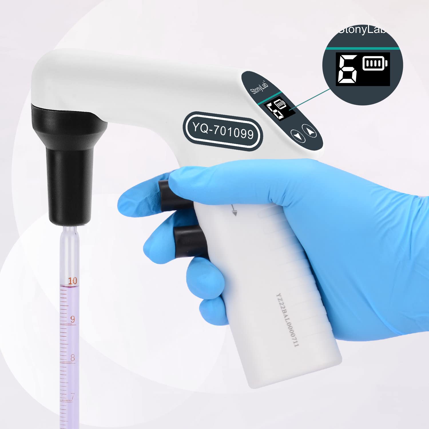stonylab Motorisierte Pipettierhilfe mit Digitalanzeige, 0,1-50 ml Pipettenregler Elektronischer Pipetten Leichter Wiederaufladbarer Motorisierter Elektrischer Pipettencontroller Pipettenfüller, 220V