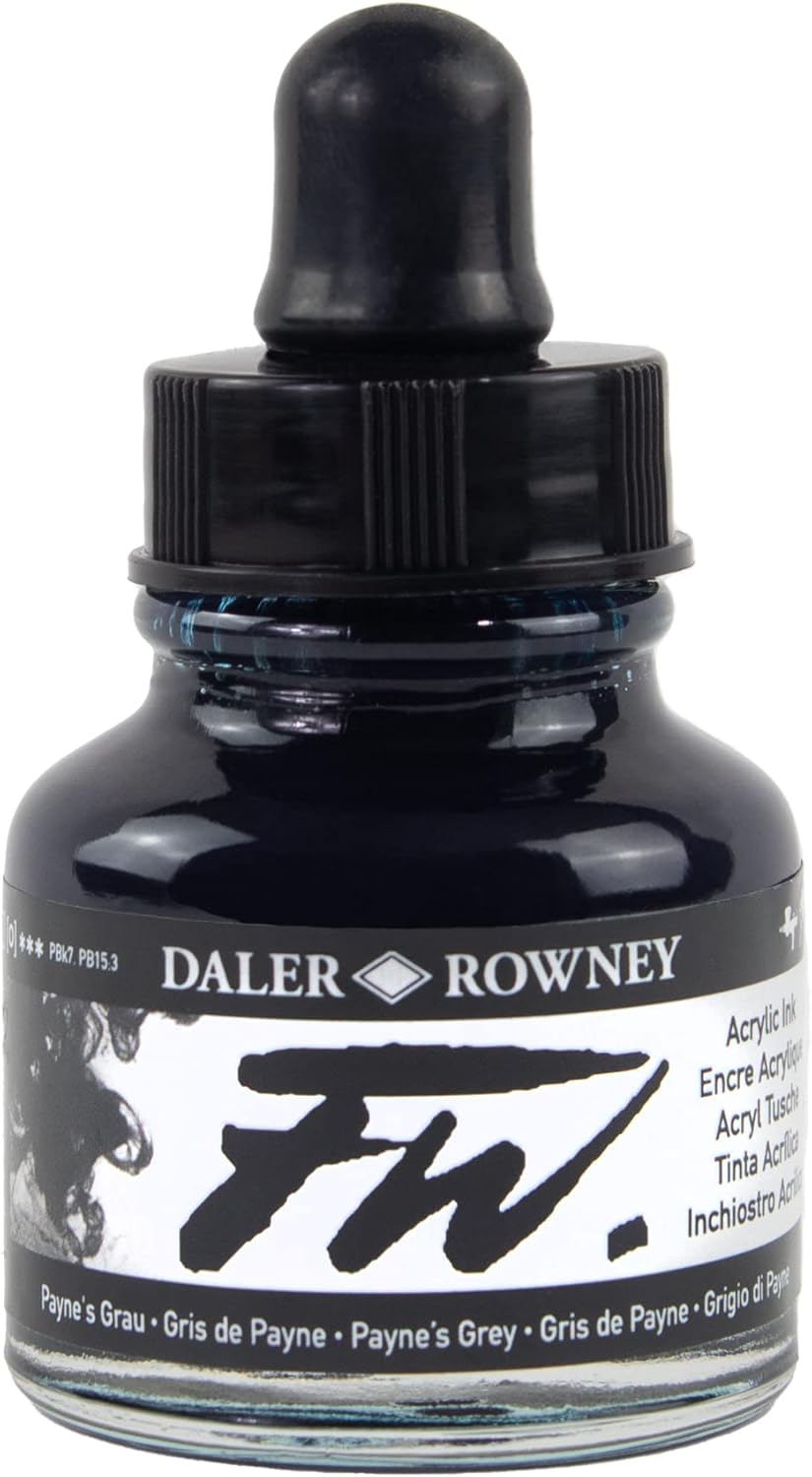 Daler-Rowney FW Acrylic Ink Bottle Sepia - Versatile Acrylic Drawing Ink for Artists and Students - Permanent Calligraphy Ink - Archival Ink for Illustrating and More