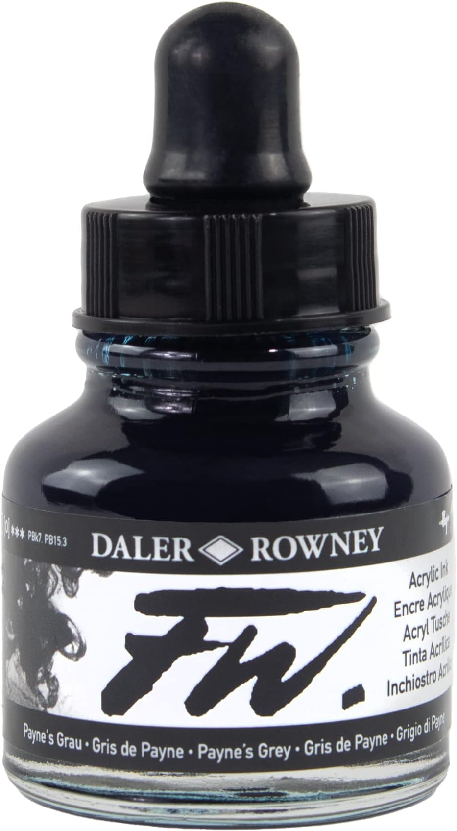 Daler-Rowney FW Acrylic Ink, Glass Bottle with Dropper, 1oz - 29.5 ml, Payne's Grey