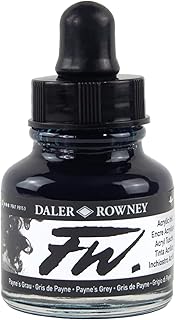 Daler-Rowney FW Acrylic Ink Bottle Paynes Grey - Versatile Acrylic Drawing Ink for Artists and Students - Permanent Calligraphy Ink - Archival Ink for Illustrating and More