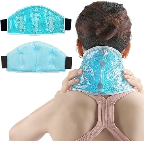 Paquete de hielo para el cuello, gel de felpa reutilizable con correa ajustable, envoltura de cuentas de gel para cuello y hombros, compresión fría