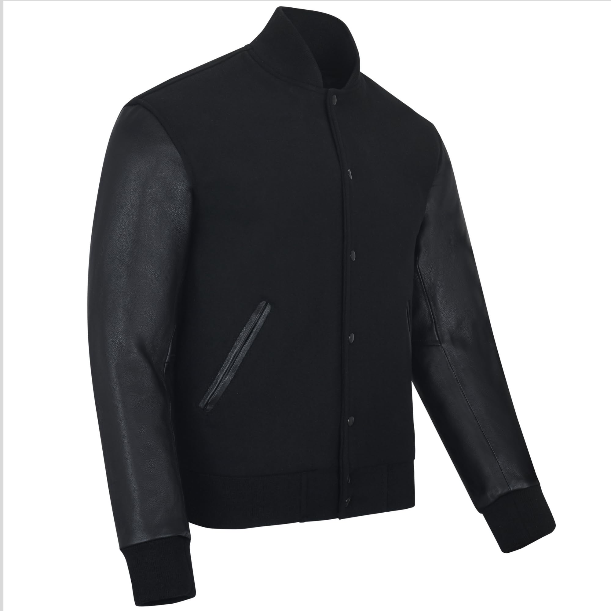 Chaquetas universitarias para Hombre con Cuerpo de Lana y Mangas de Cuero, Chaqueta Bomber clásica Retro de Moto Letterman para Hombre