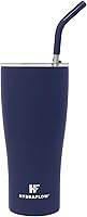Vista 12 de HYDRAFLOW Capri - Vaso de 20 onzas con popote – Vaso aislado al vacío de triple pared – Vaso aislado al vacío – Vaso de acero inoxidable – Vaso