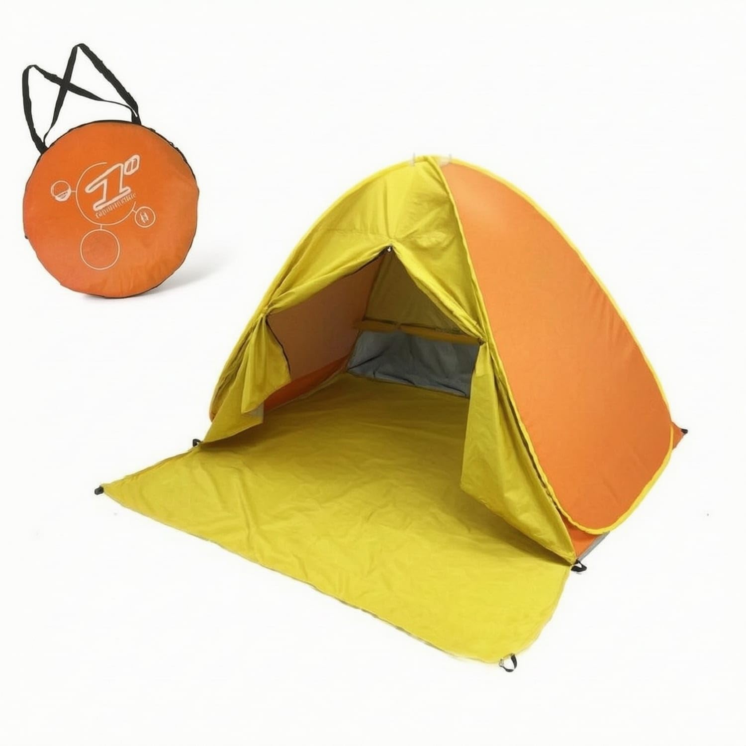 Foldable Beach Tent with Carry Bag Freestanding Spring-up Beach Tent Easy Open Sunshade Instant for Families, Park, Camping, Orange, L Upgraded-image-18