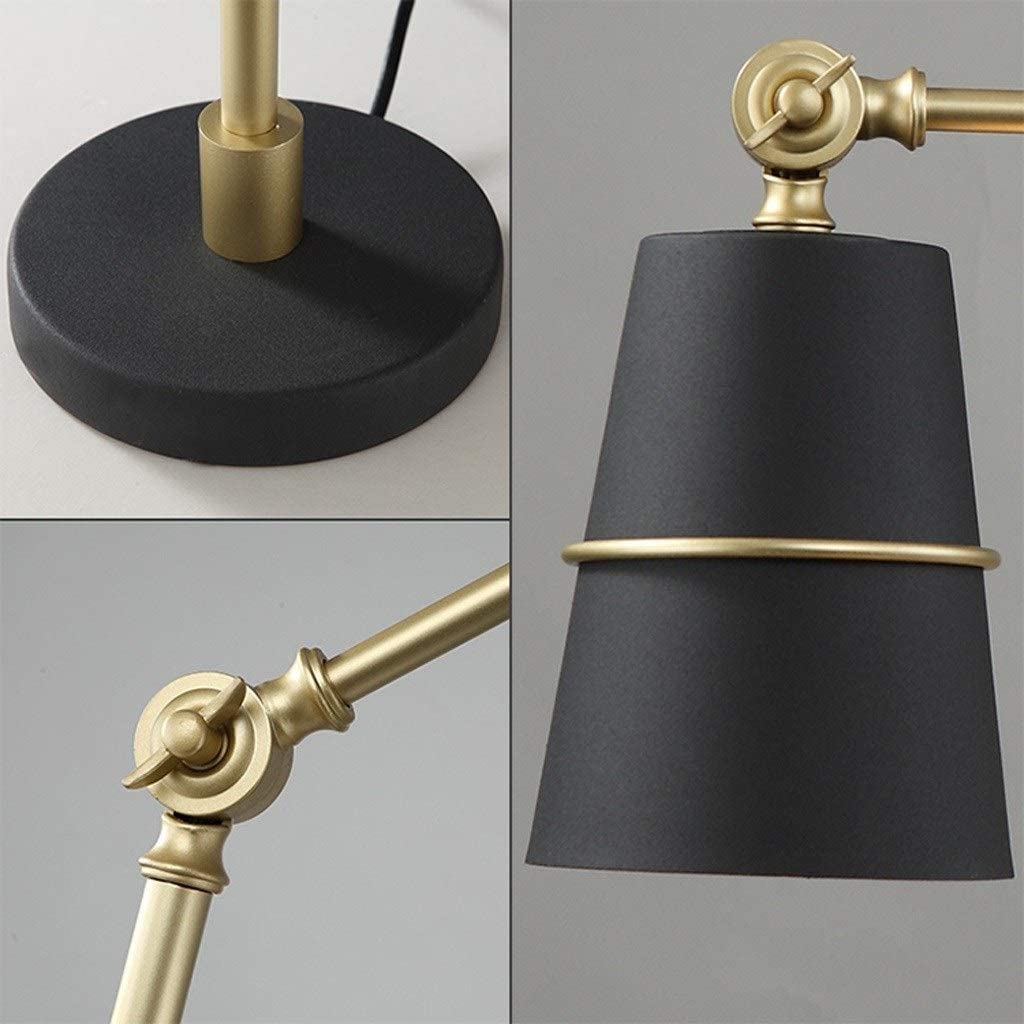 Lampe Bureau Lampe de Bureau Lampe de Lecture LED Métal Lampe De Bureau Lampe De Table Chambre Lampe De Chevet Salon Bureau Étude Bureau Liseuse E27 Lampes De Bureau Lampe de Travail (Color : Black)