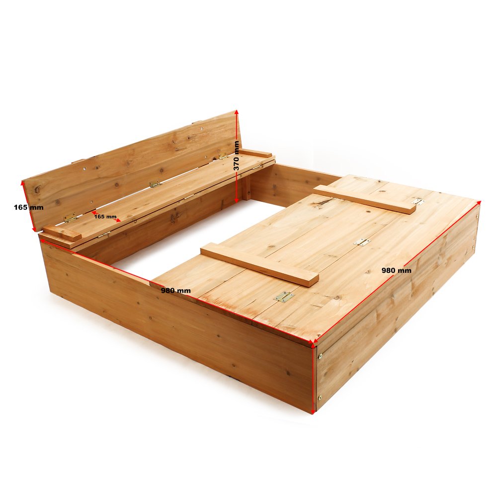 Arenero para niños con Tapa abatible Banco y Respaldo Madera Caja de Arena arenero Infantil