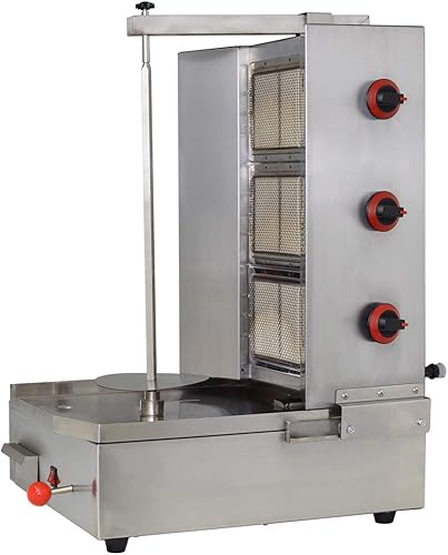 Miniatura 3 de BNDHKR Shawarma Propano Gyro Machine Gas Kebab Doner Asador Vertical Automático con 3 Quemadores