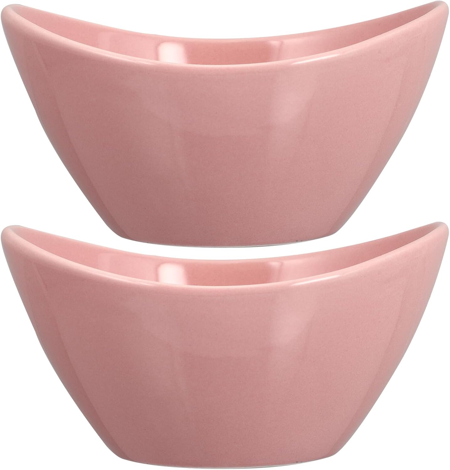 Housoutil Ingot Shaped Ceramic Soup Bowls Set of 2, Small Pink Ramen and Salad Bowls for Home Kitchen Dining, Japanese Style Tableware for Fruit Salad and Noodle Serving