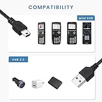 Vista 2 de Cargador compatible con la calculadora gráfica TI-84 Plus CE, TI-Nspire CX/CX CAS, cable de carga de 3 pies