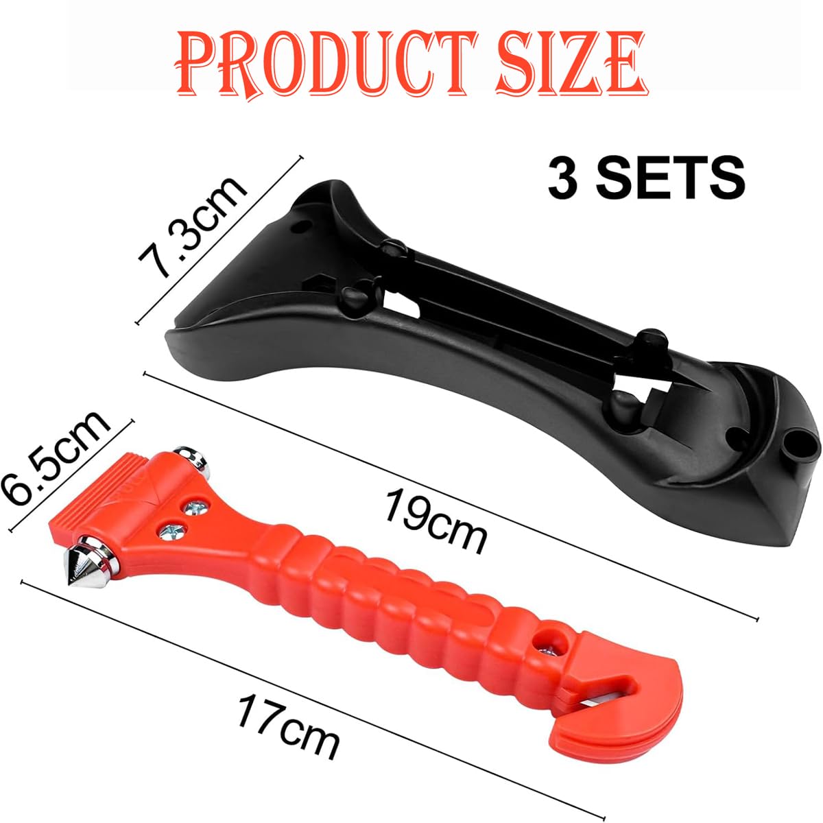 Martello Emergenza Auto 2-in-1 - Rompi Vetro E Taglia Cinture | Acciaio Temprato | 2 Pezzi | Strumento Salvavita - Foto 5