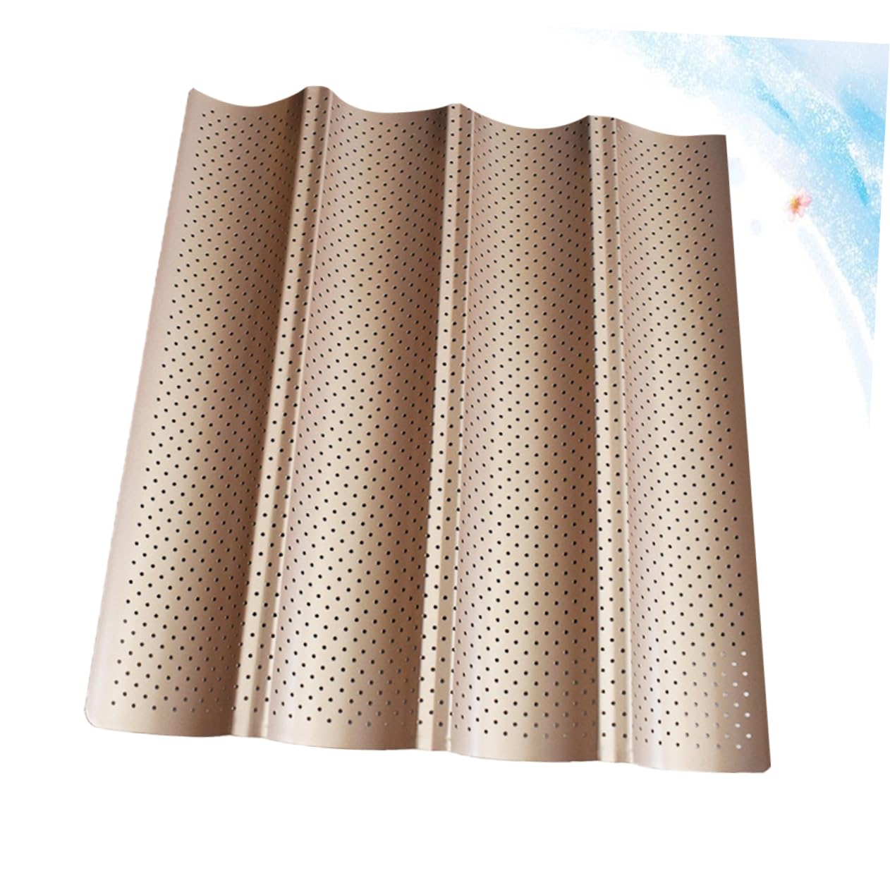 Bandeja para Hornear Baguette Antiadherente Dorada de Acero al Carbono | Orificios de Ventilación, Reutilizable y Resistente al Calor, para Pan Casero, Limpieza Sencilla