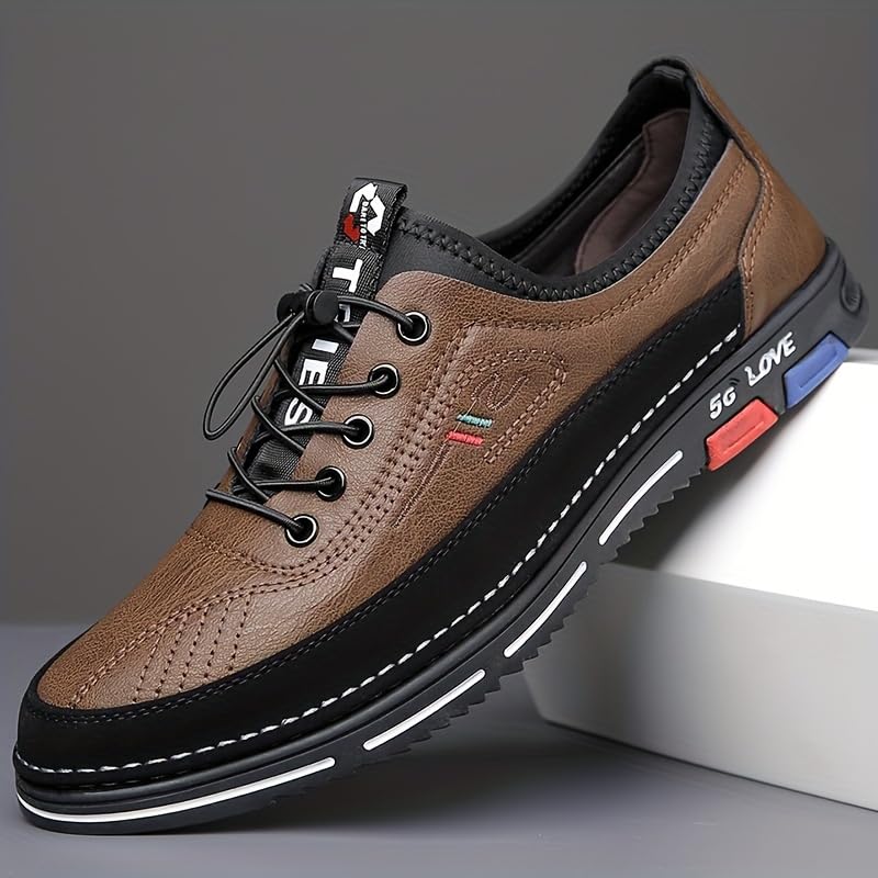 Men's No Tie PU Leather Sneakers - Casual Walking Shoes - Comfortable and Easily Wiped Clean4