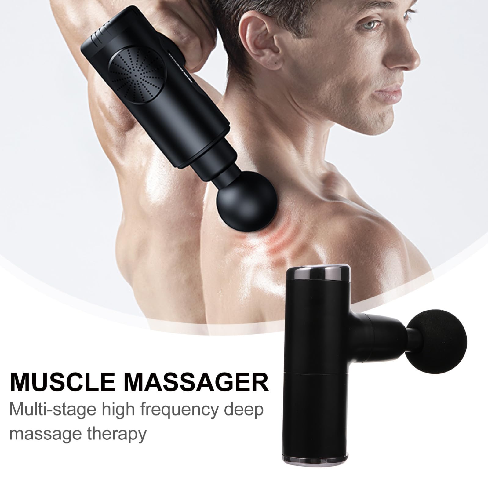 Pistola Masajeadora Muscular Eléctrica USB 2000mah Negra Portátil