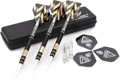 CUESOUL - Dardos (0.56oz, latón, punta blanda, con estuche para dardos de viaje), color negro